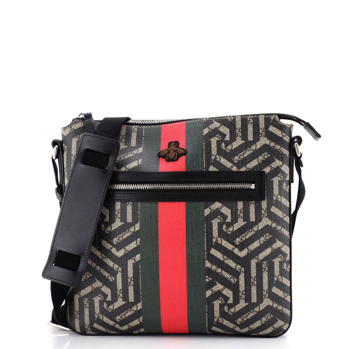 Gucci GUCCI Front Zip Messenger Caleido GG Coated Canvas Medium