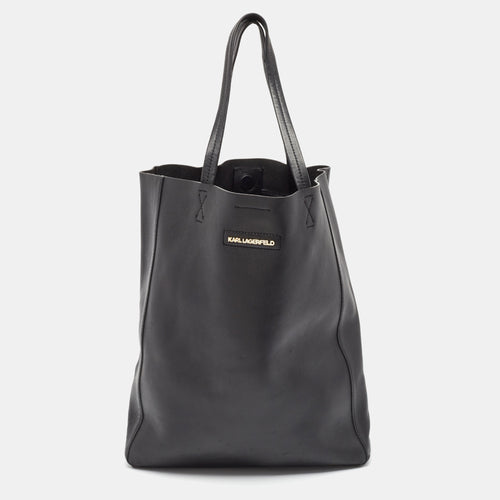 Black Leather Vertical Tote