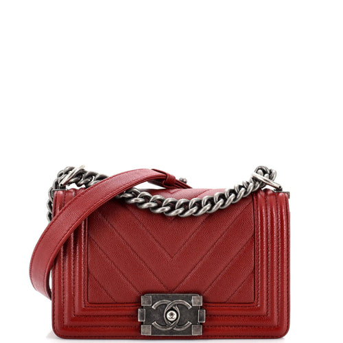 CHANEL Boy Flap Bag Chevron Caviar Small