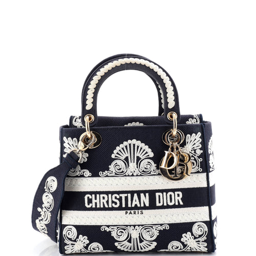 Lady D-Lite Bag Embroidered Canvas Medium