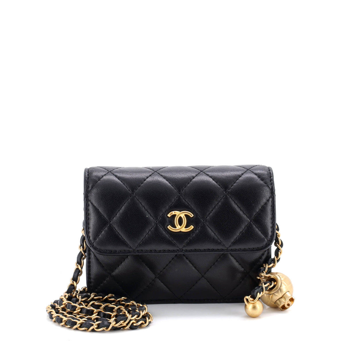 Chanel CHANEL Pearl Crush Flap Clutch with Chain Quilted Lambskin Mini