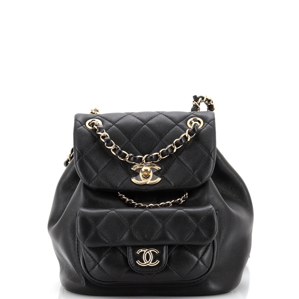 CHANEL Duma Drawstring Backpack Quilted Leather Small