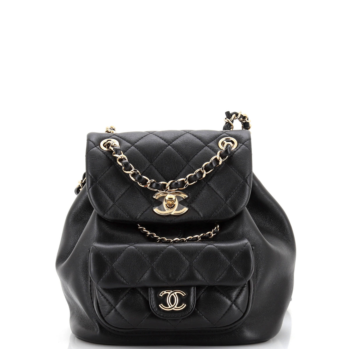 Chanel CHANEL Duma Drawstring Backpack Quilted Leather Small