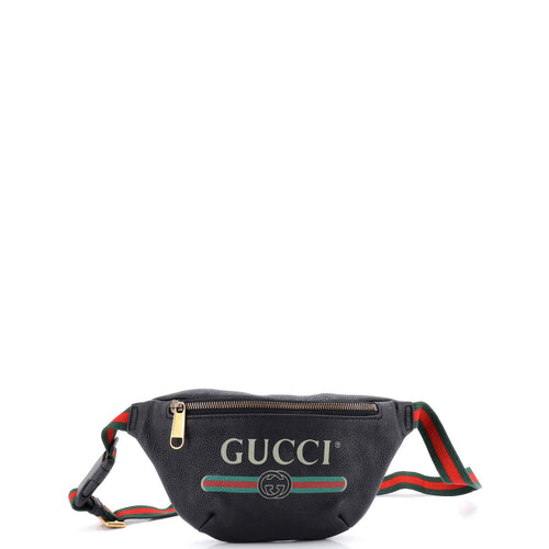 GUCCI Logo Belt Bag Printed Leather Small