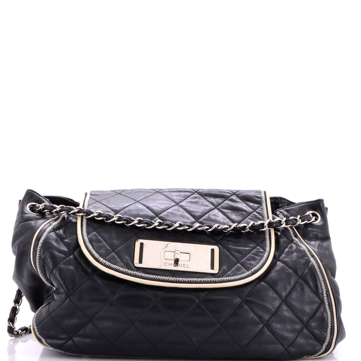 Chanel CHANEL East West Mademoiselle Accordion Flap Bag Quilted Lambskin Medium