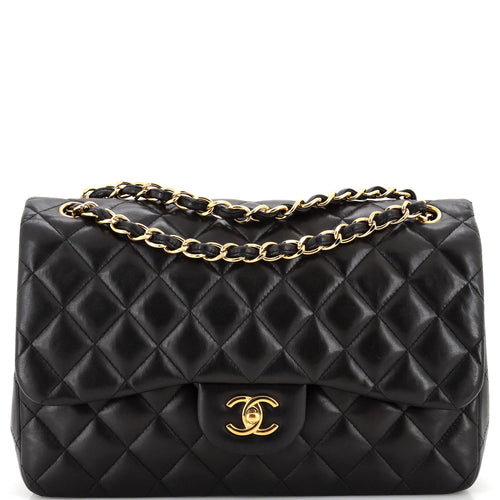 CHANEL Classic Double Flap Bag Quilted Lambskin Jumbo