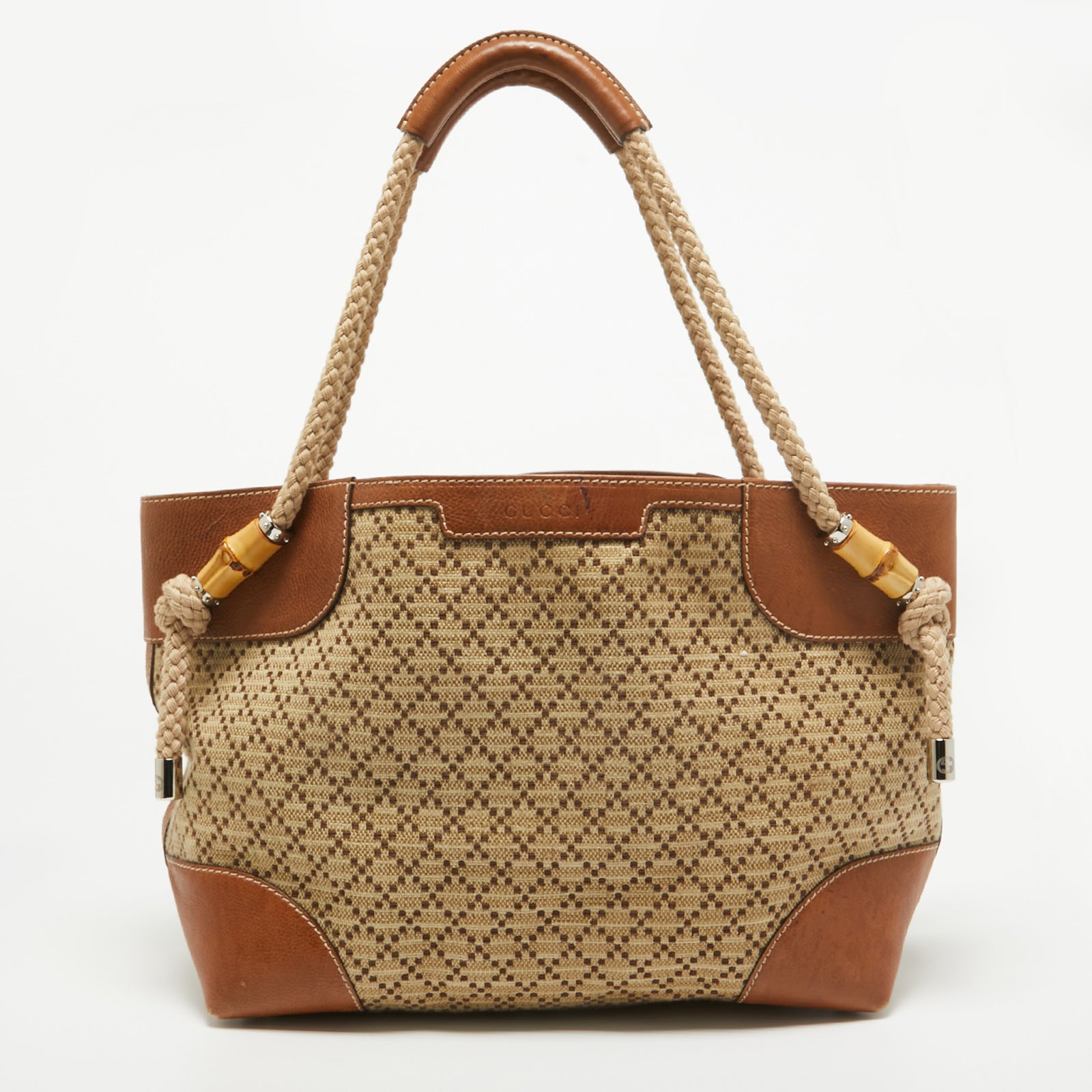 Gucci Sac fourre-tout Maui en toile à strass marron/beige