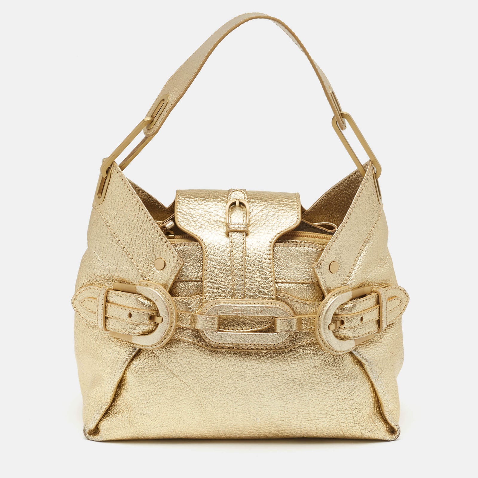 Jimmy Choo Gold Leather Tulita Shoulder Bag