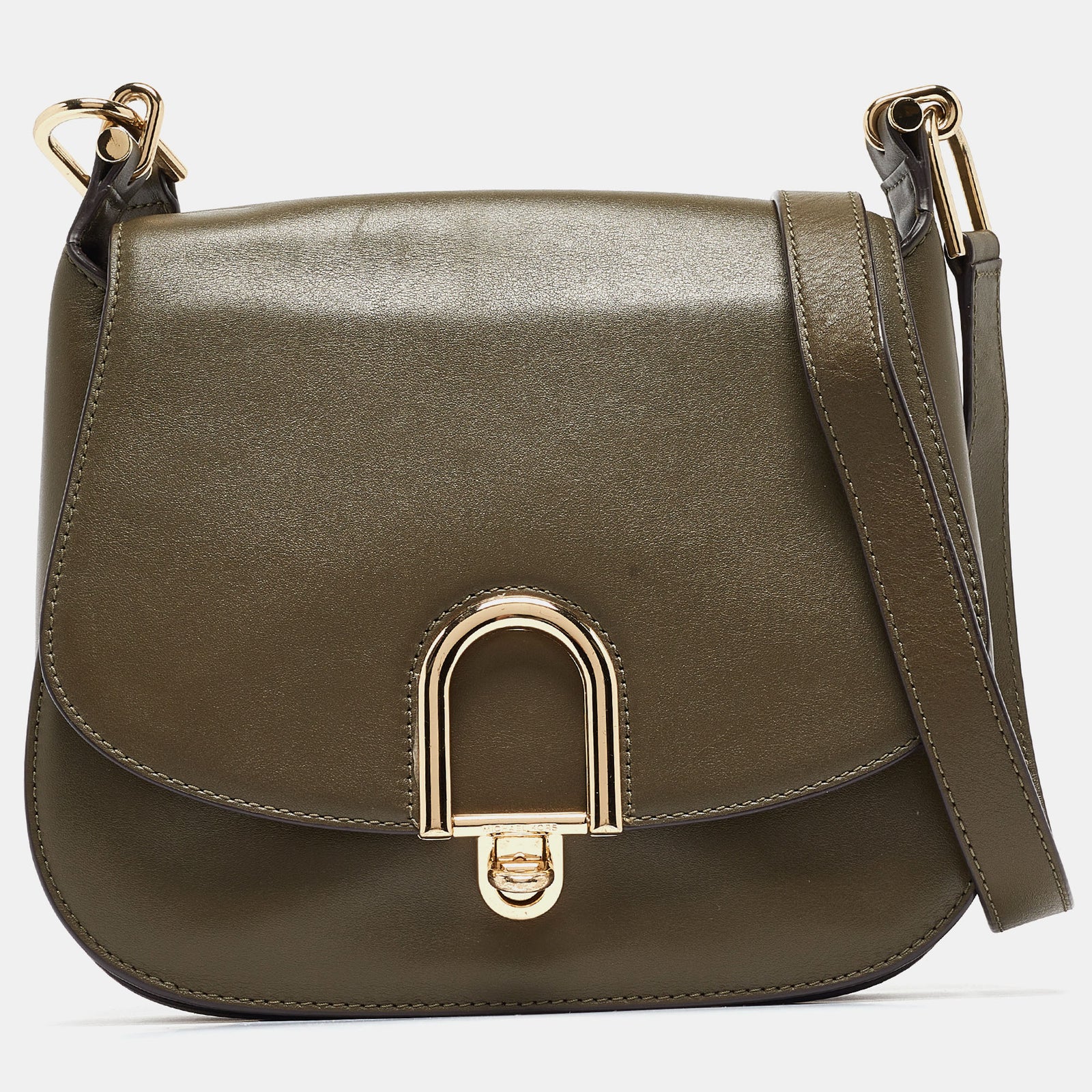 Michael Kors Olive Green Leather Delfina Saddle Bag