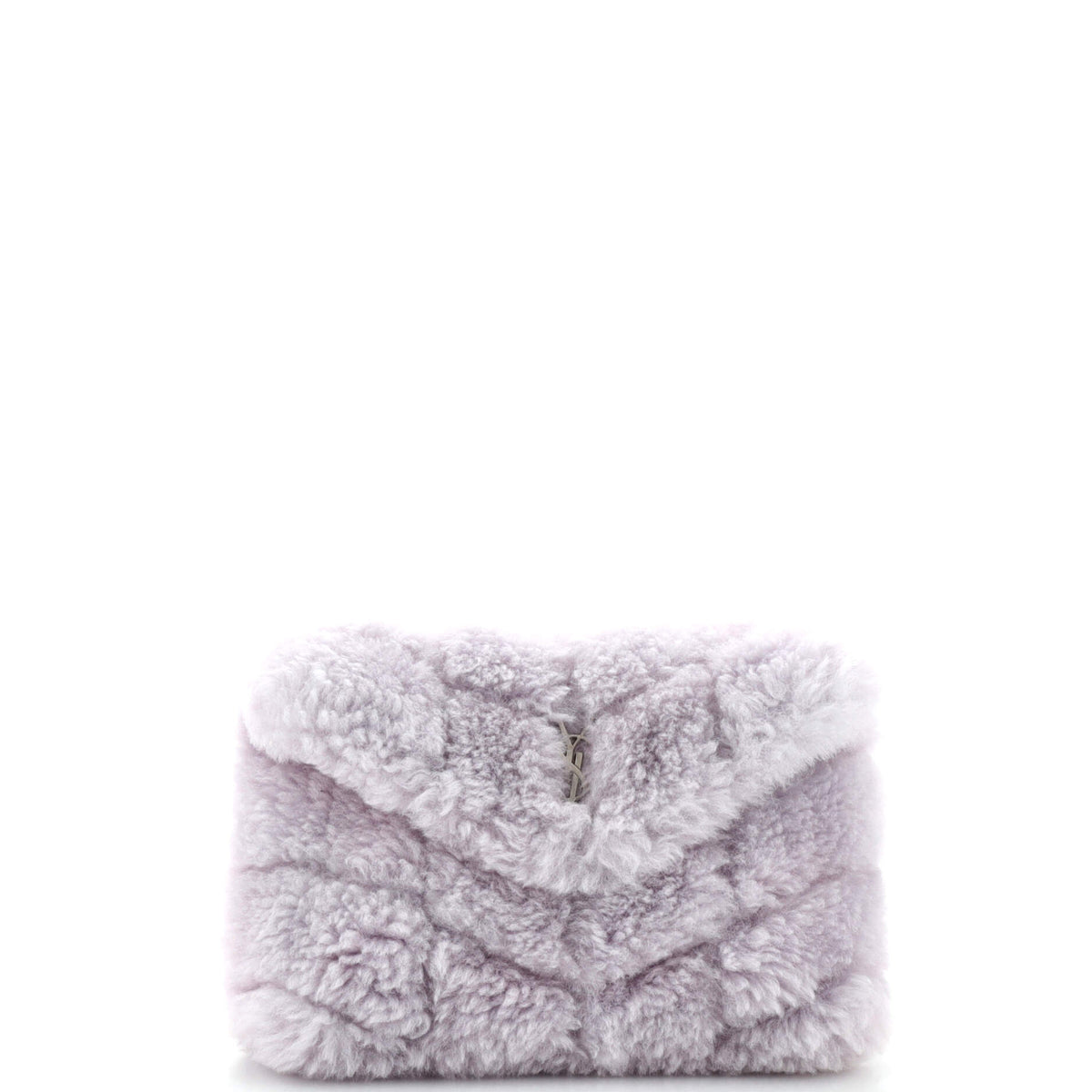 Saint Laurent LouLou Puffer Clutch Matelasse Chevron Shearling Small