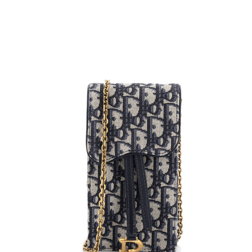 Vertical Saddle Chain Pouch Oblique Canvas