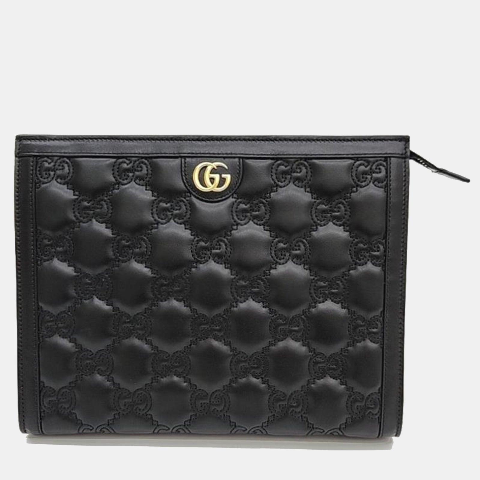 Gucci Black Leather GG Clutch