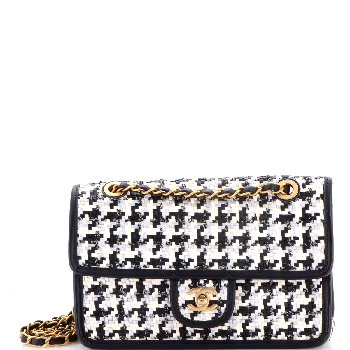 Chanel CHANEL Classic Single Flap Bag Woven Lambskin and Viscose Small