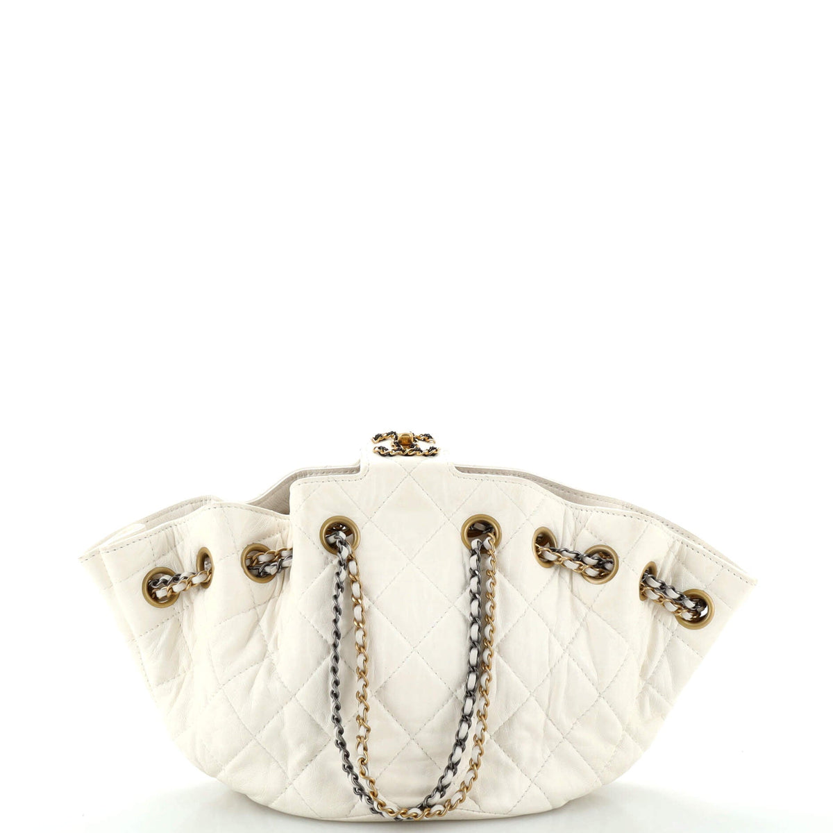 Chanel CHANEL CC Turnlock Drawstring Bucket Tote Quilted Lambskin Small