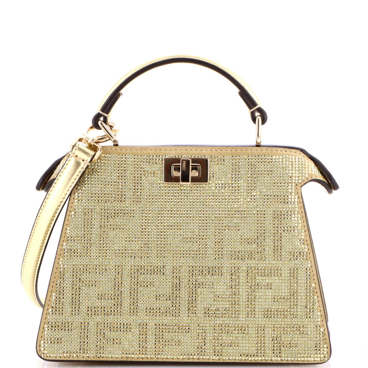 Fendi FENDI Peekaboo ISeeU Bag Zucca Crystal Embellished Suede Petite