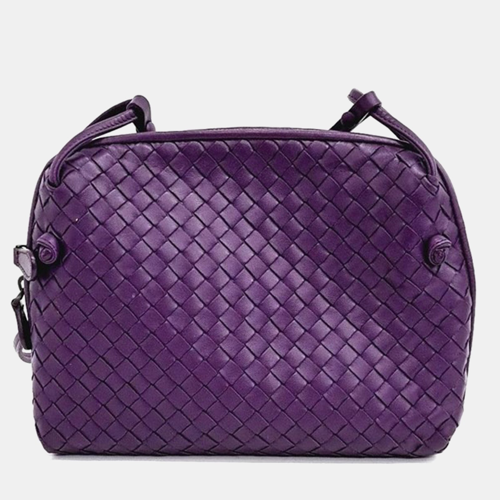 Bottega Veneta Sac bandoulière Nodini en cuir violet Intrecciato