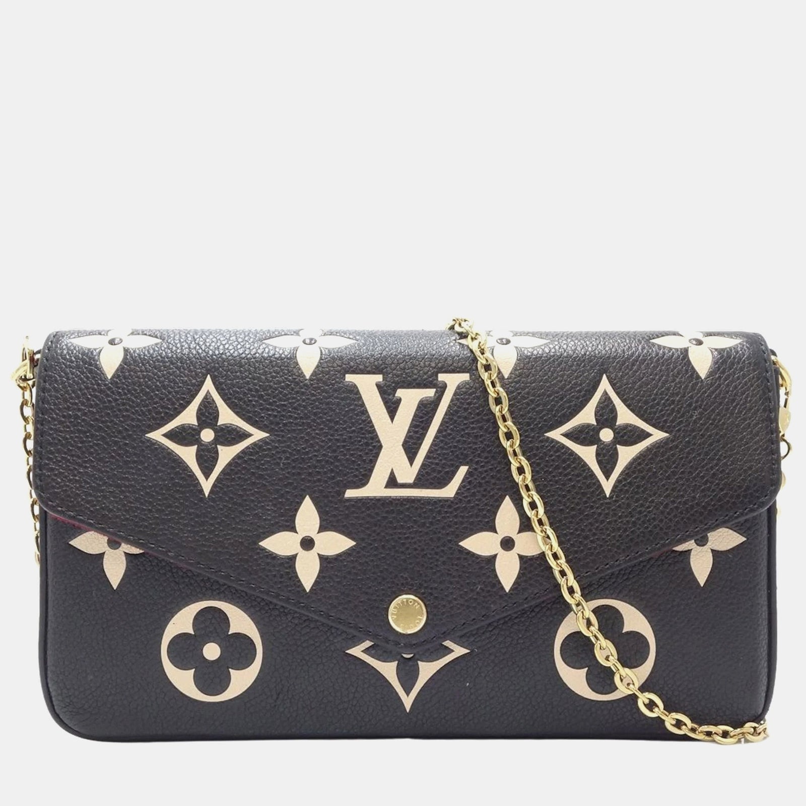 Louis Vuitton Beige/schwarze Pochette Felicie Clutch aus Leder