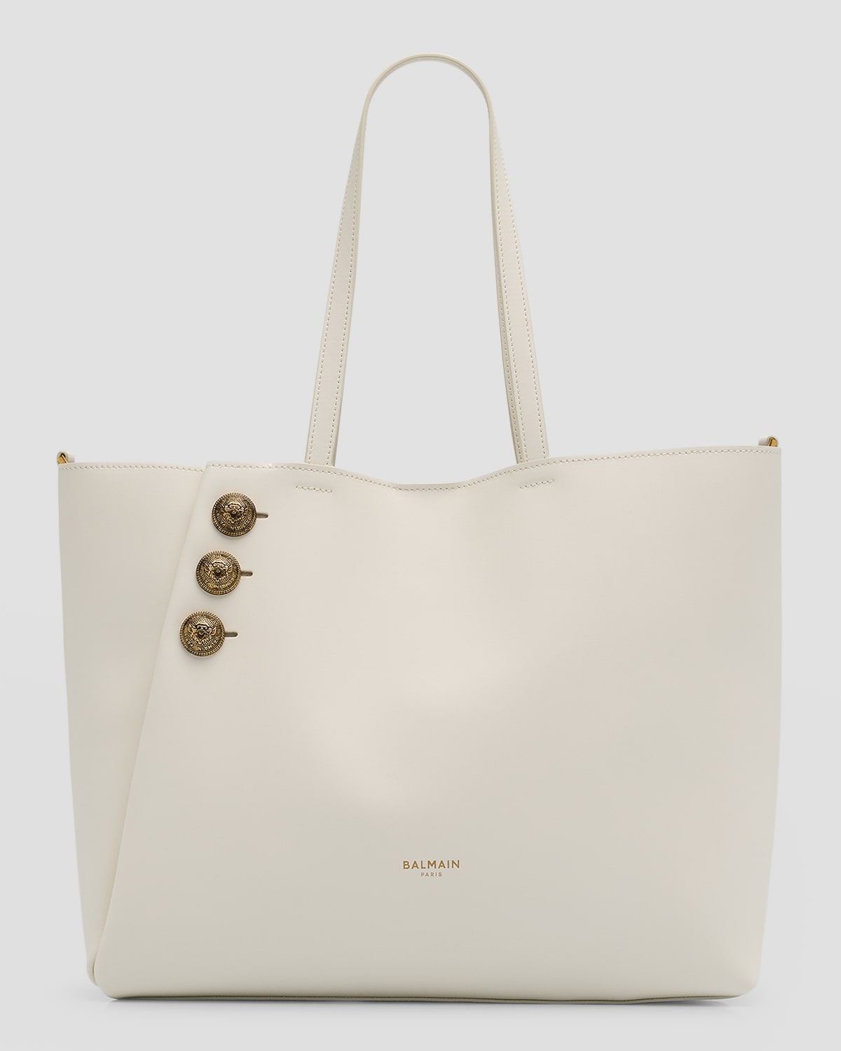 Balmain Sac cabas Embleme Shopper en cuir lisse