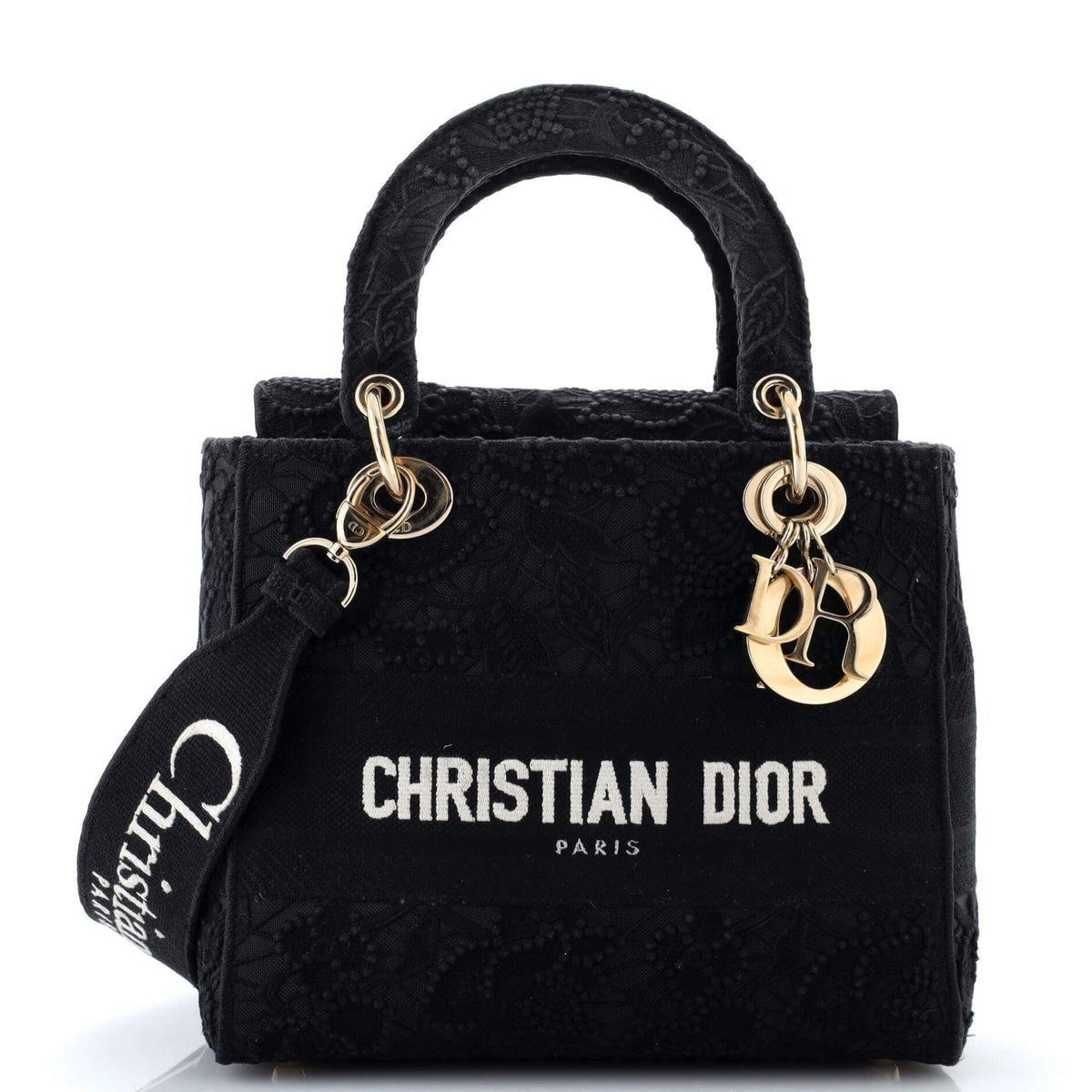 Christian Dior Lady D-Lite Bag Embroidery with Macrame Effect Medium