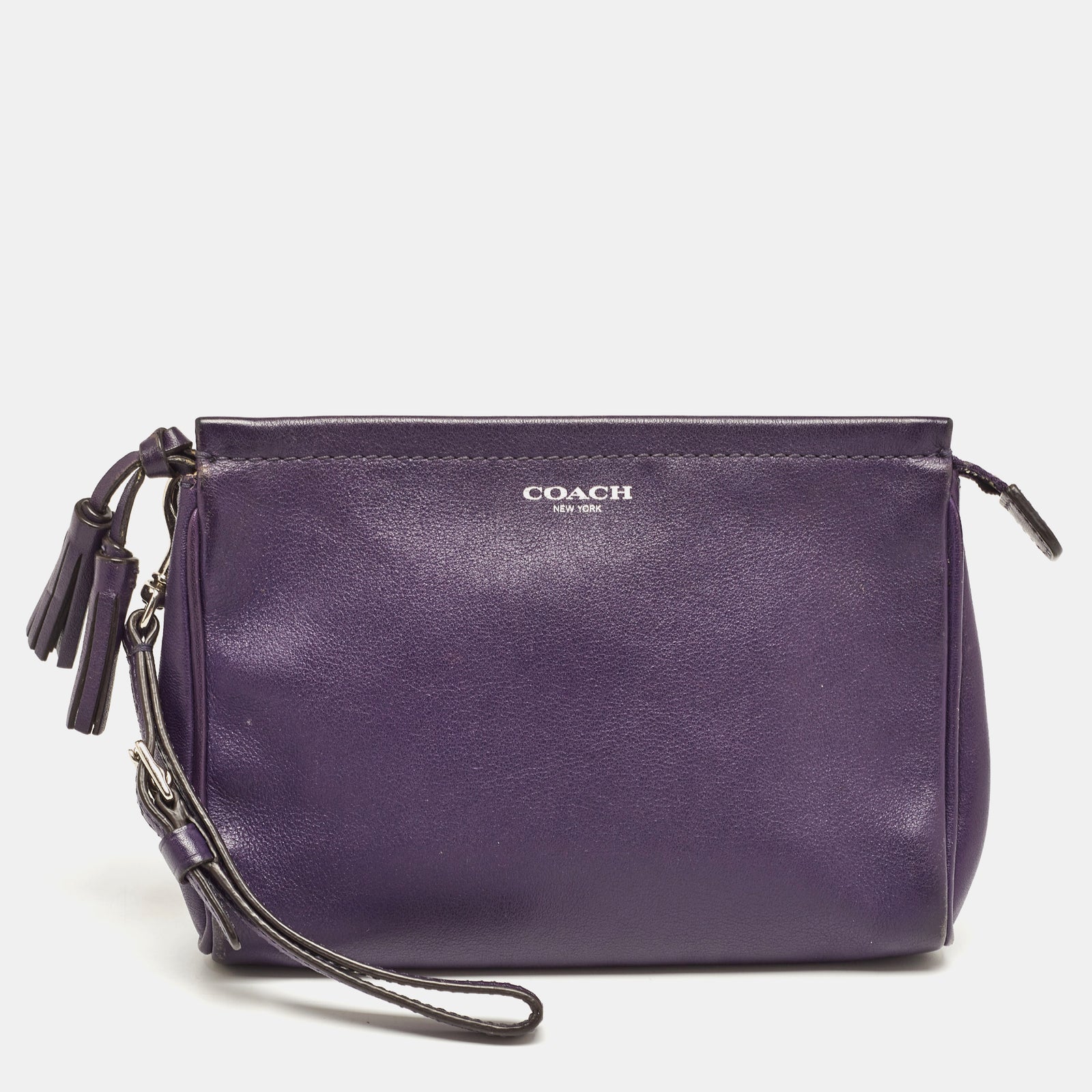 Coach Purple Leather Wristlet Clutch