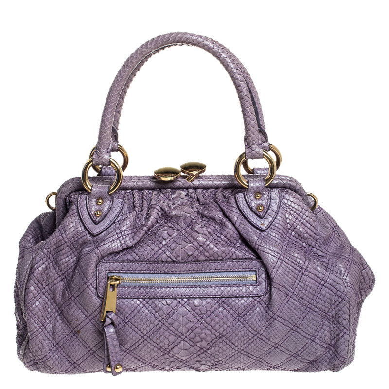 Marc Jacobs Purple Quilted Python Stam Satchel