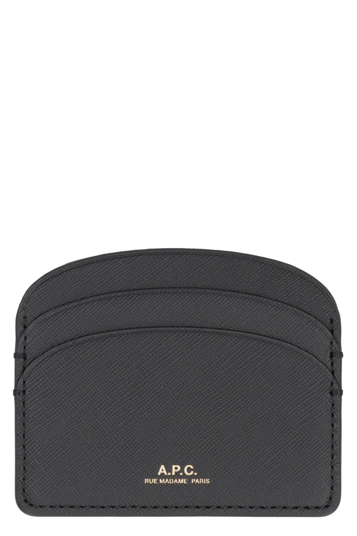 A.p.c. Women's Demi Lune Leather Card Holder in Black | PXBJQF63270 Color LZZ
