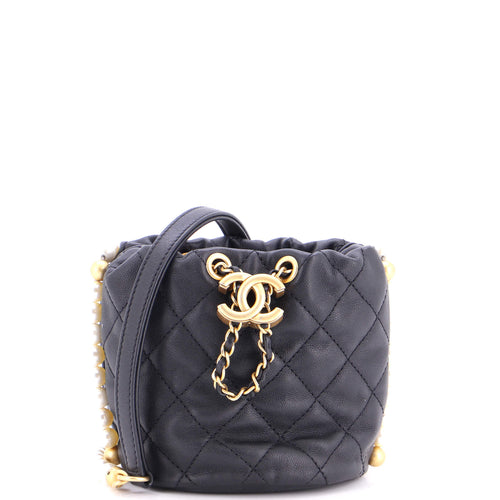 CHANEL About Pearls Bucket Bag Quilted Calfskin Mini