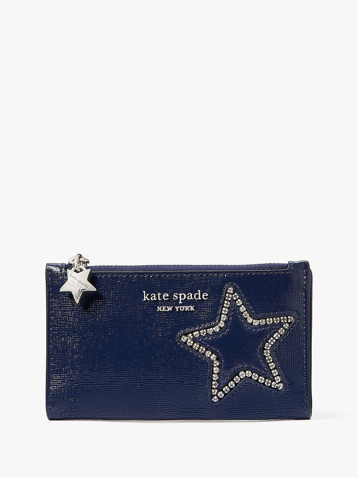 Kate Spade Au Starlight Patent Saffiano Leather Small Slim Bifold Wallet