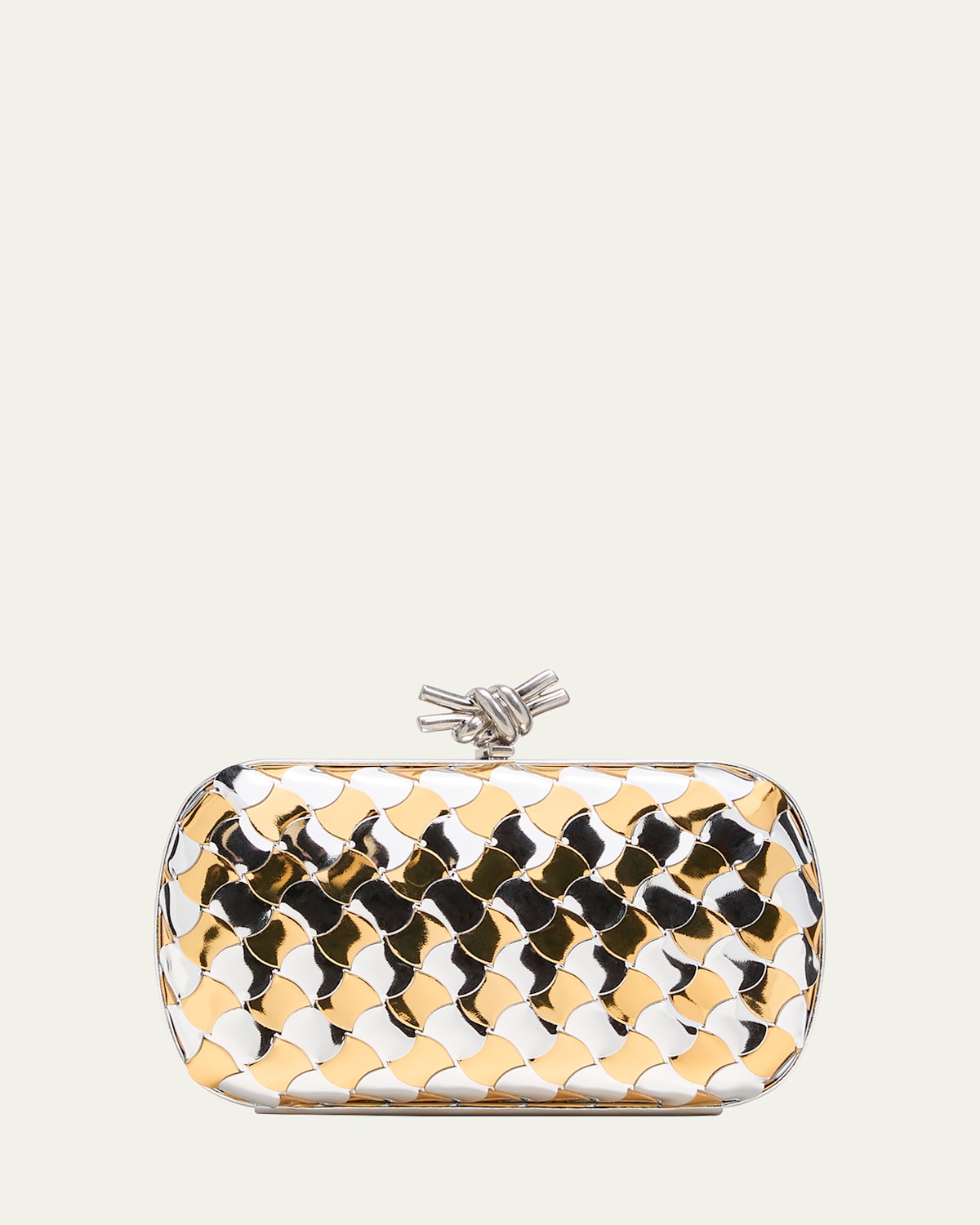 Bottega Veneta Knot Wavy Metallic Clutch Bag