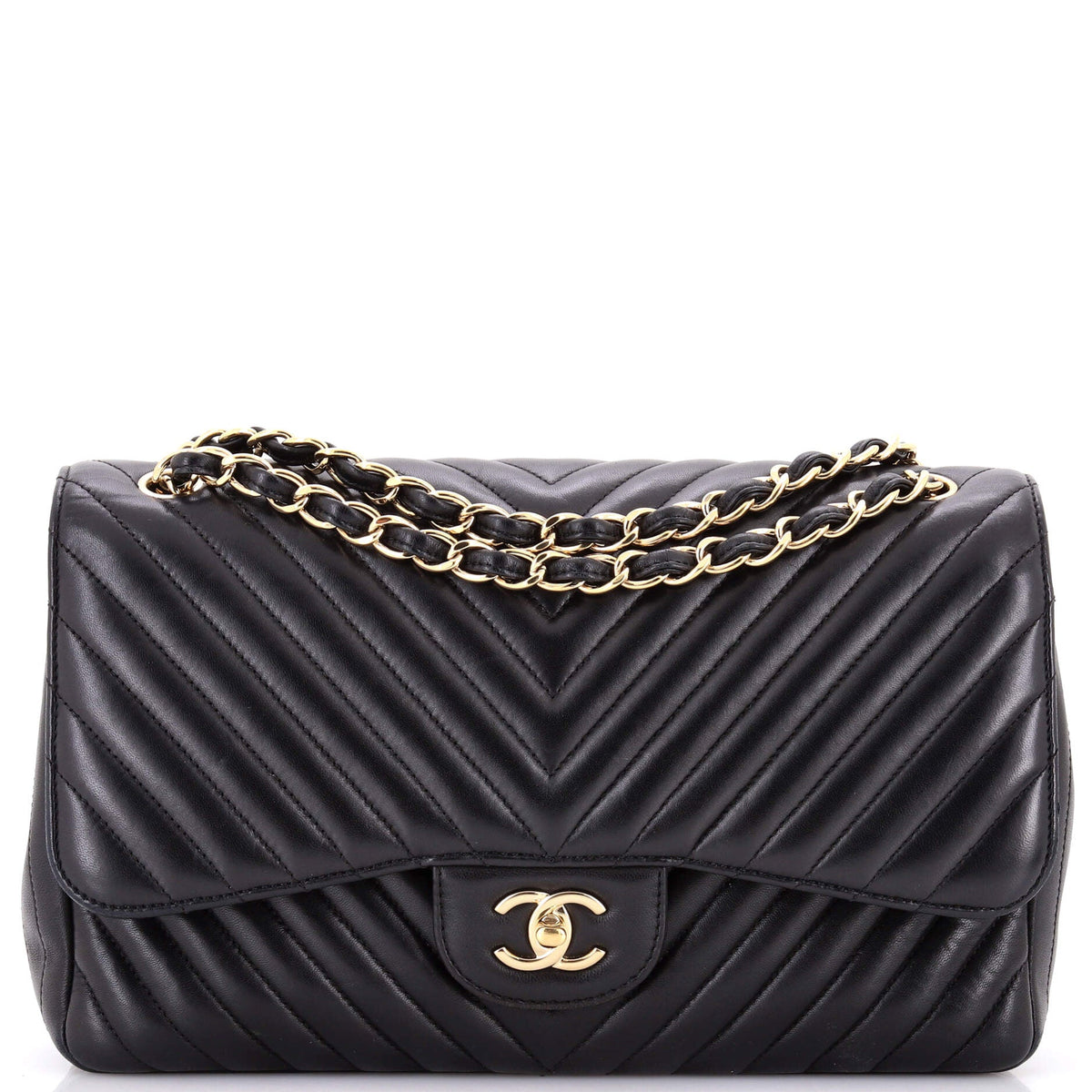 Chanel CHANEL Classic Double Flap Bag Chevron Lambskin Jumbo