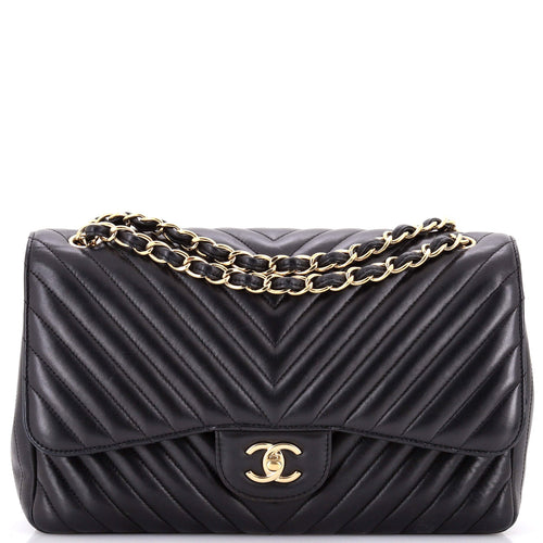 CHANEL Classic Double Flap Bag Chevron Lambskin Jumbo