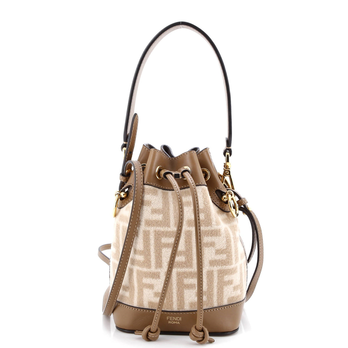 Fendi FENDI Mon Tresor Bucket Bag Zucca Wool with Leather Mini
