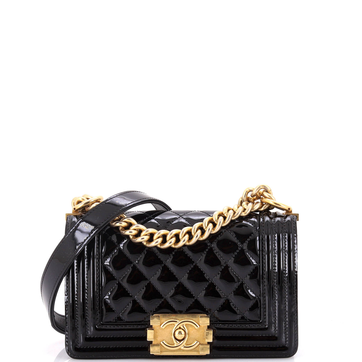 Chanel CHANEL Boy Flap Bag Quilted Patent Small