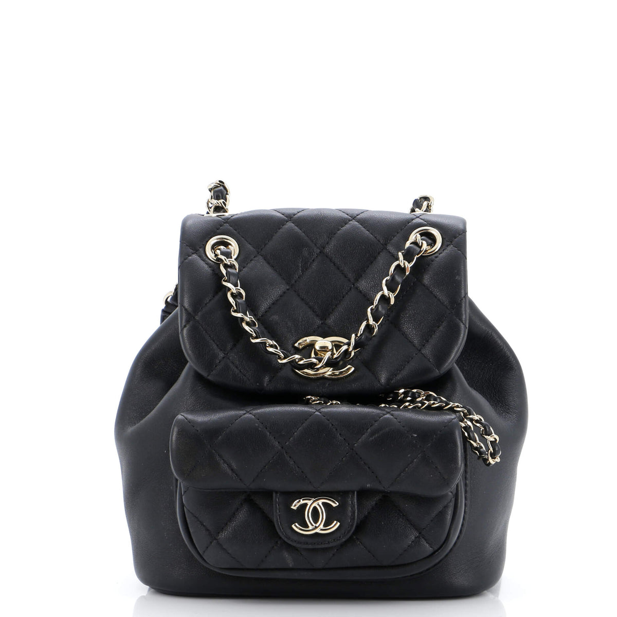 Chanel CHANEL Duma Drawstring Backpack Quilted Leather Small