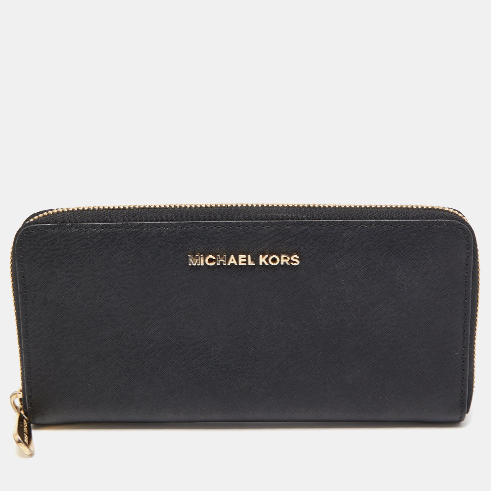 Michael Kors Black Leather Bedford Zip Around Wallet