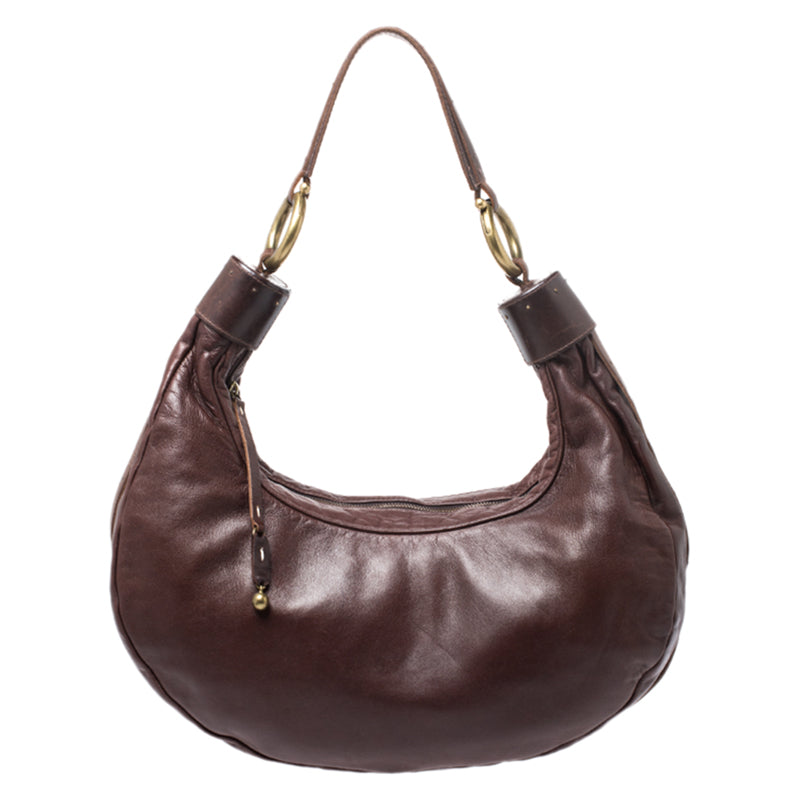 Chloe Dark Brown Leather Crescent Hobo