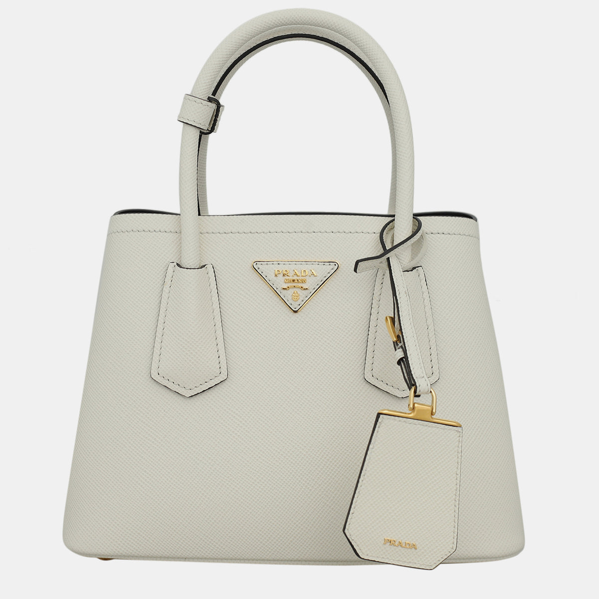 Prada White Double Saffiano Leather Mini Bag