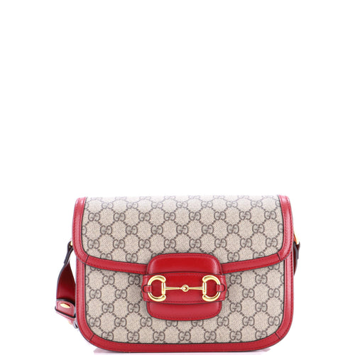 GUCCI Horsebit 1955 Shoulder Bag GG Coated Canvas with Leather Small