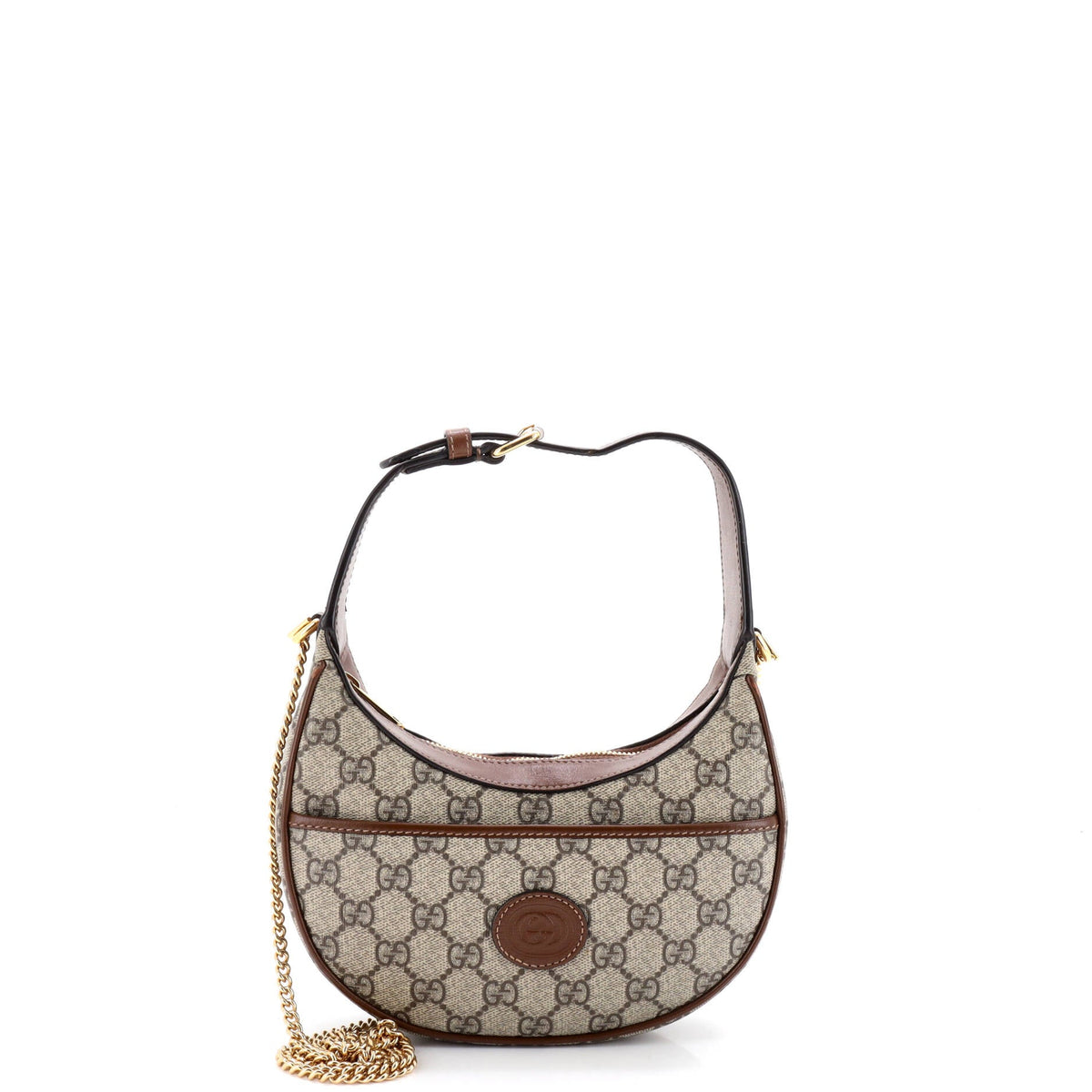 Gucci GUCCI Interlocking G Patch Half Moon Hobo GG Coated Canvas Mini