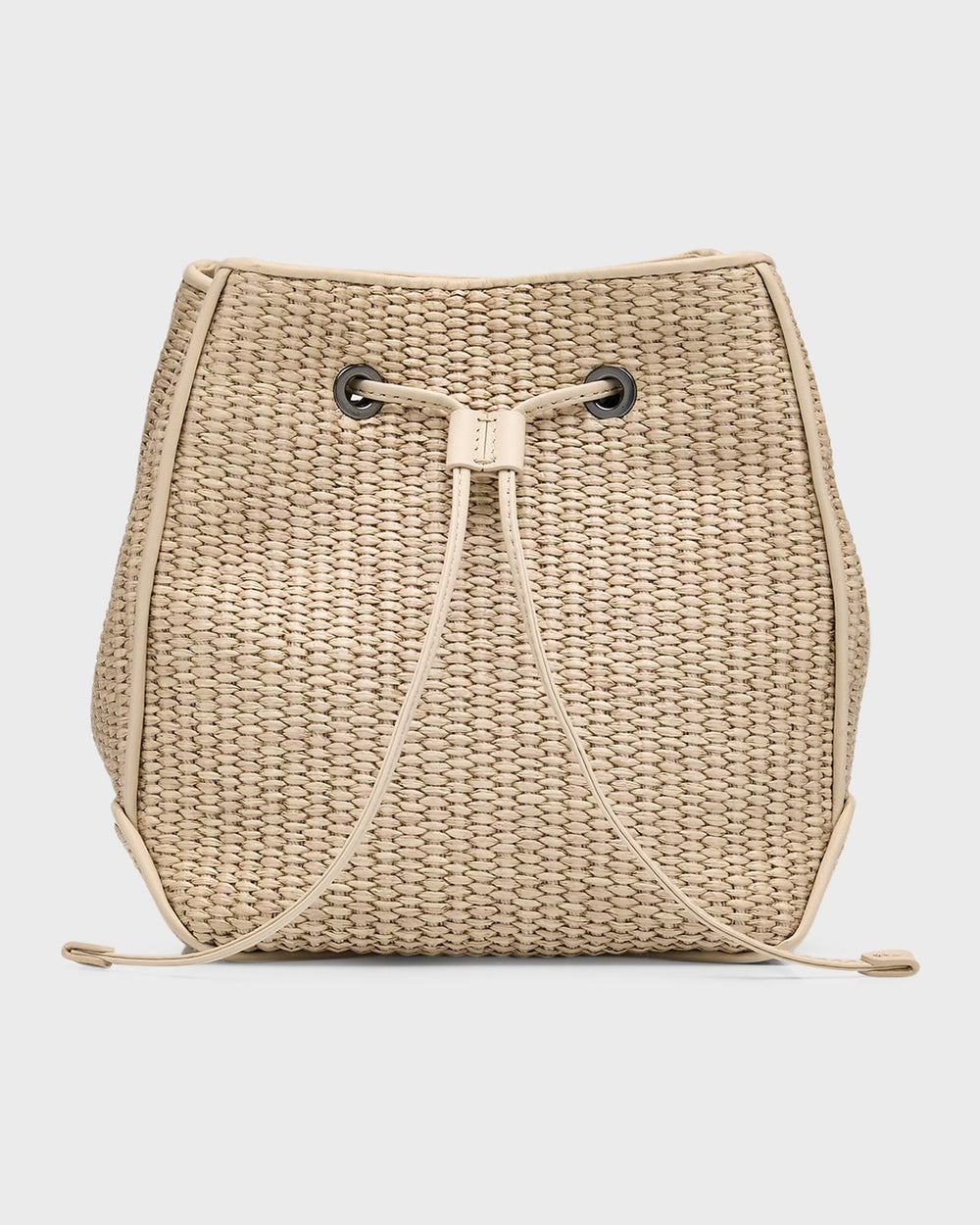 Small Drawstring Raffia Bucket Bag