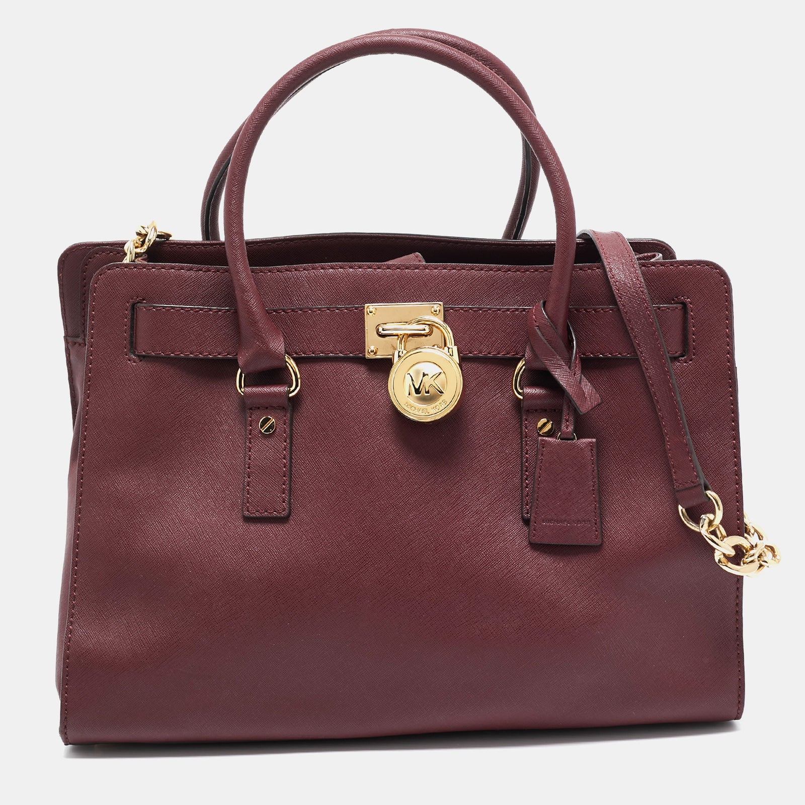 Michael Kors Michael Michael Kors Burgundy Leather Large East West Hamilton Tote