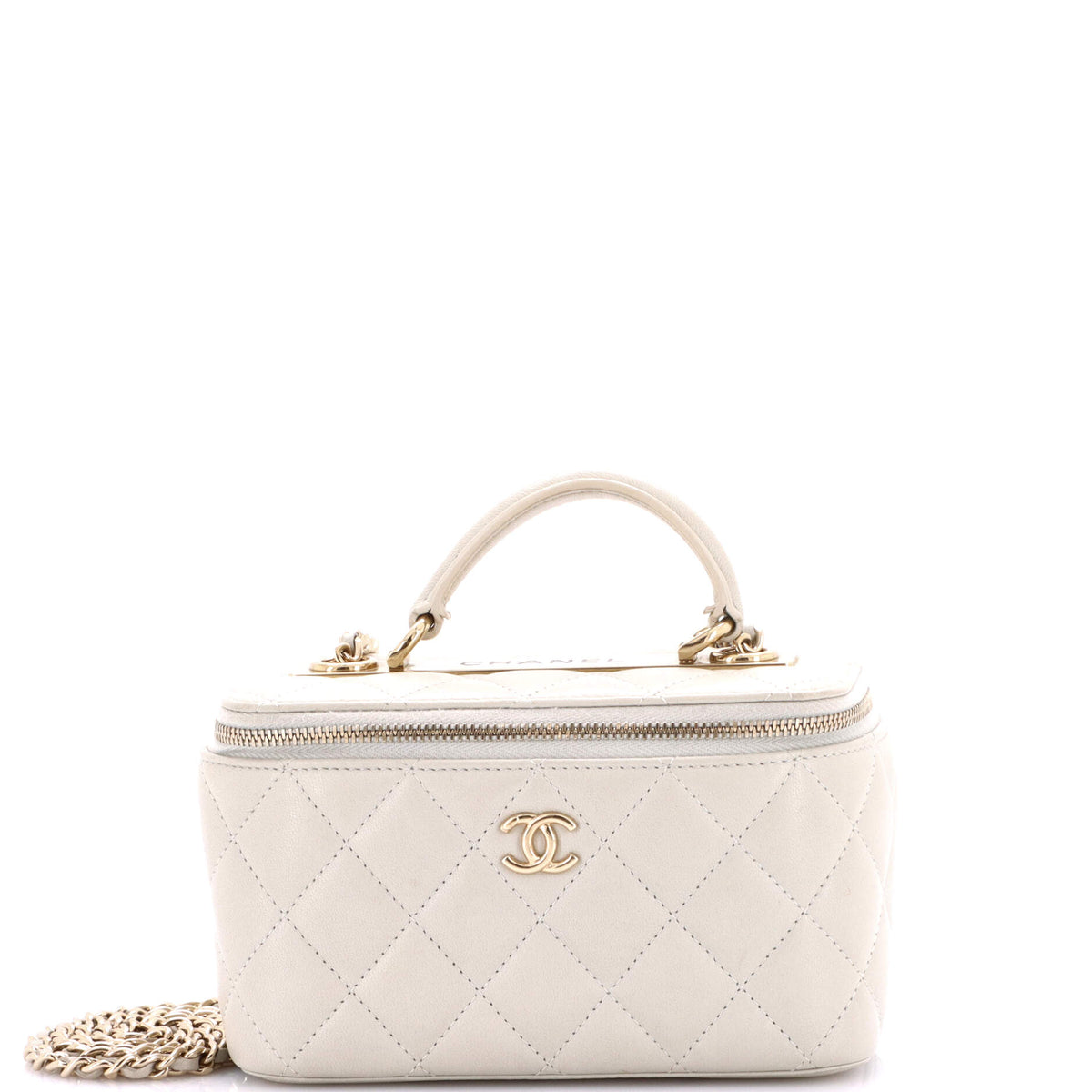 Chanel CHANEL Trendy CC Top Handle Vanity Case with Chain Quilted Lambskin Small