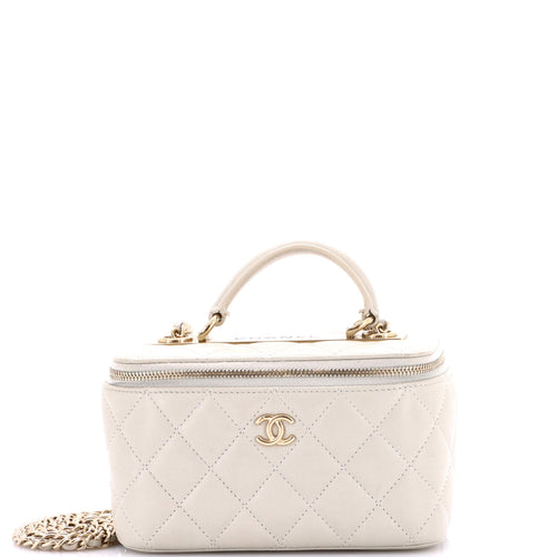 CHANEL Trendy CC Top Handle Vanity Case with Chain Quilted Lambskin Small