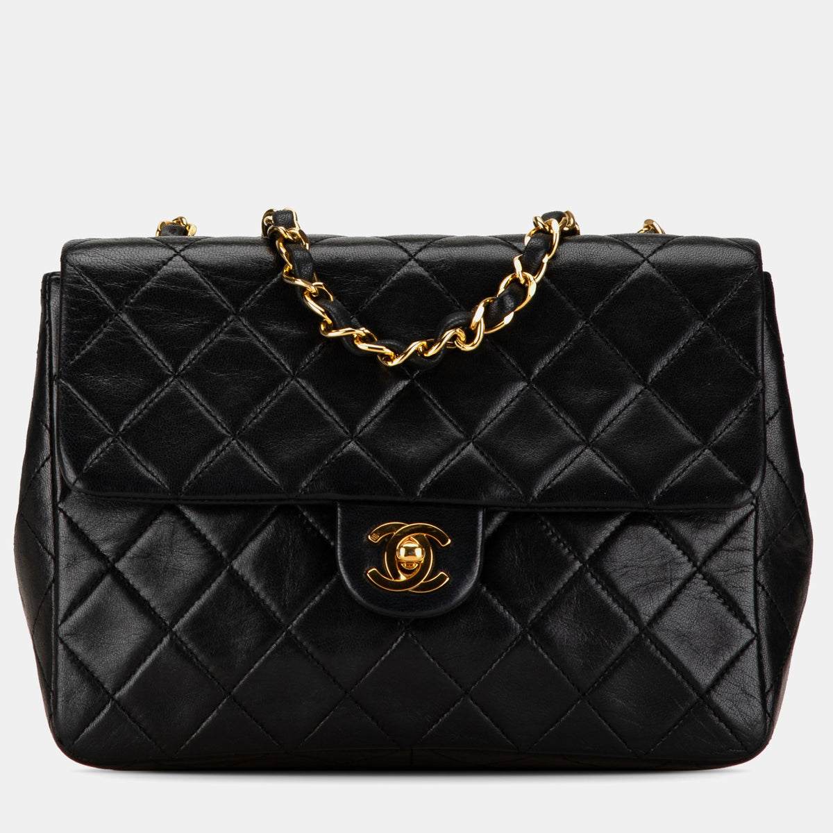 Chanel Black Leather Mini Square Classic Single Flap Bag