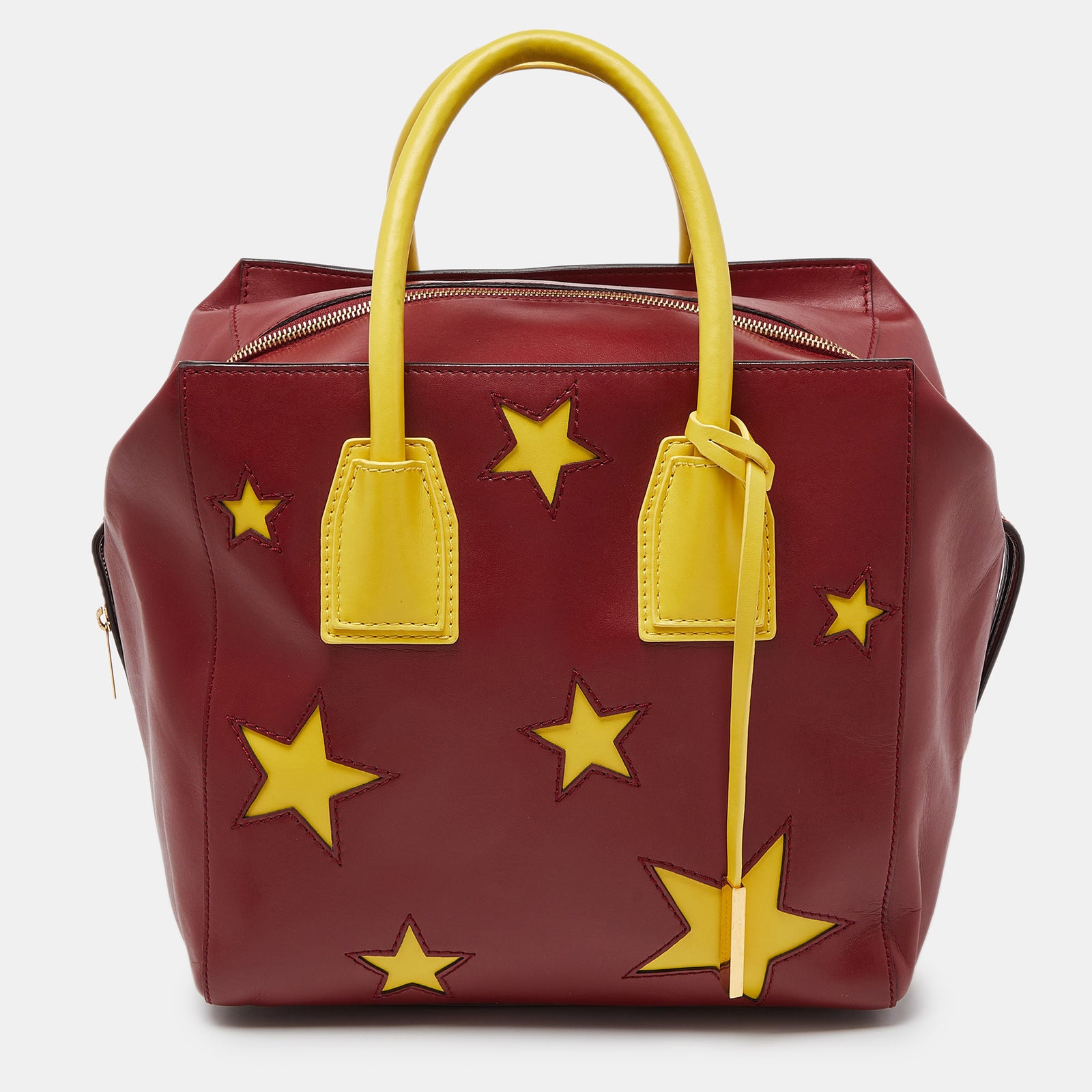 Stella McCartney Red/Yellow Faux Leather Zip Cavendish Tote