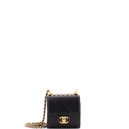 CHANEL Chic Pearls Flap Clutch with Chain Quilted Goatskin Mini