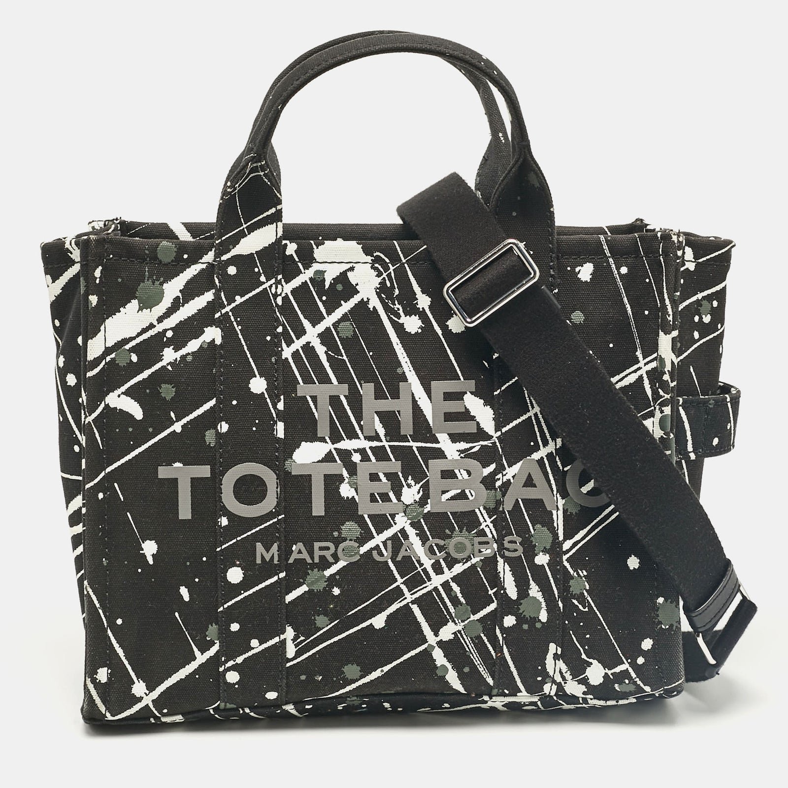 Marc Jacobs Black Splatter Paint Print Canvas Medium The Tote Bag