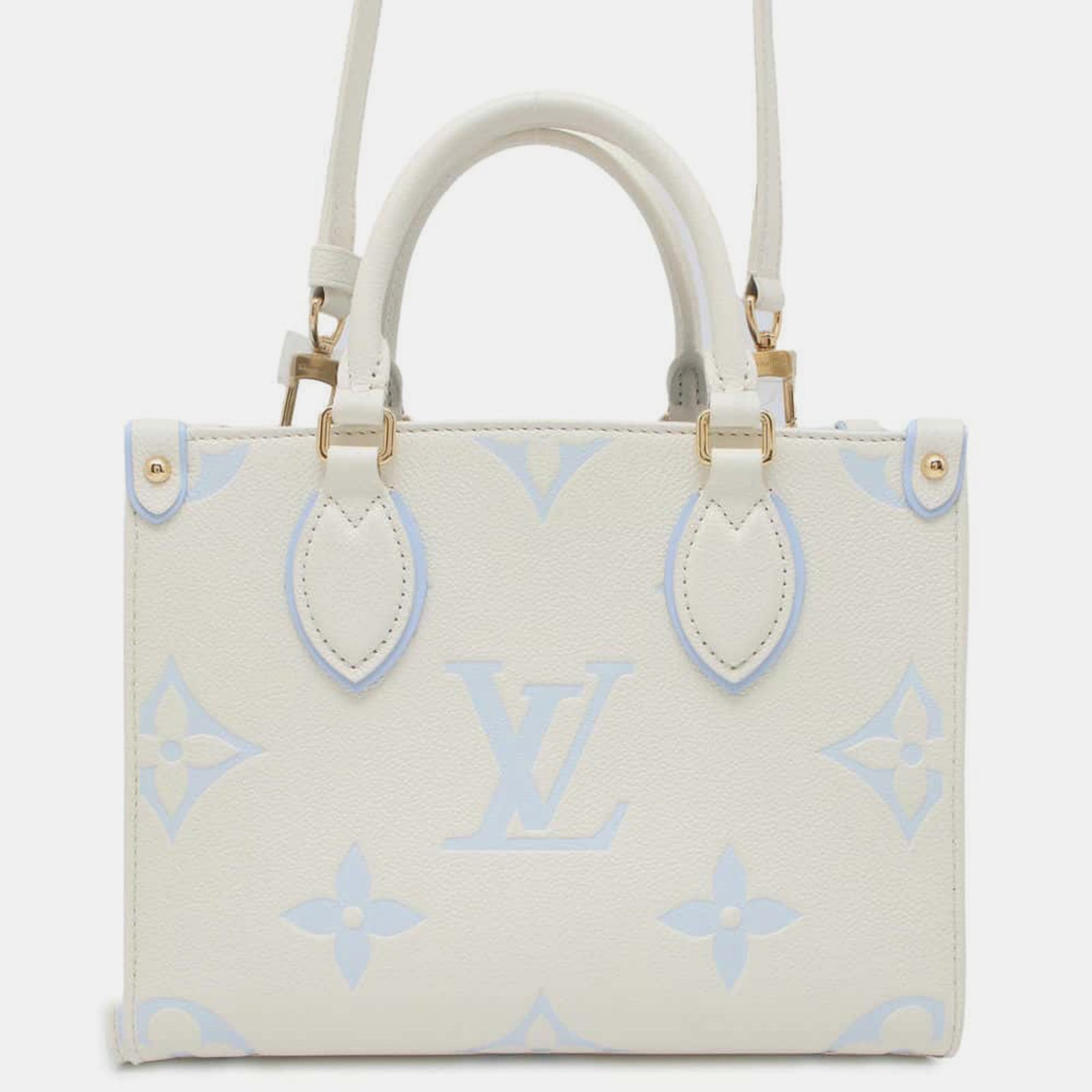 Louis Vuitton Latte White/Candy Blue Bicolor Monogram Empreinte Leather Onthego PM Bag