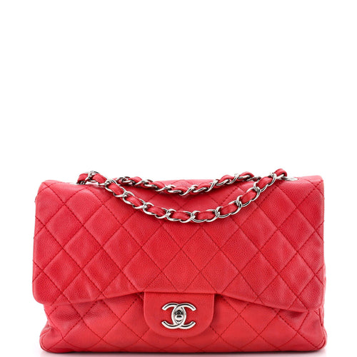 CHANEL Classic Single Flap Bag Quilted Caviar Jumbo