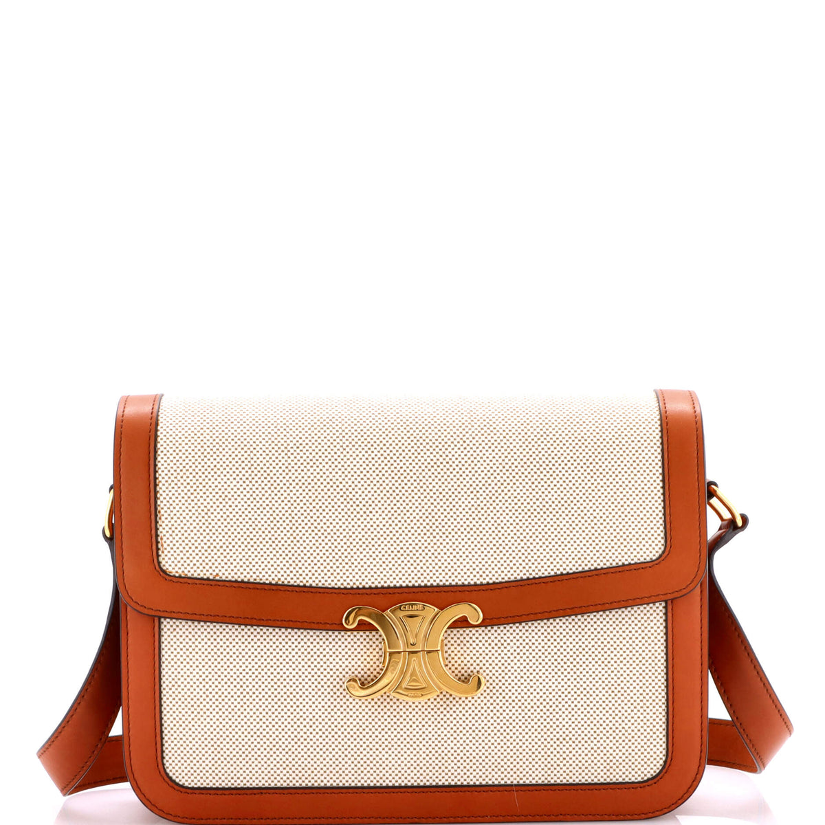 Celine CELINE Triomphe Shoulder Bag Canvas with Leather Medium